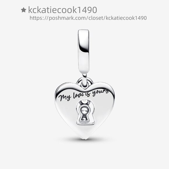 Pandora Red Heart & Keyhole Double Dangle Charm - Picture 2 of 5